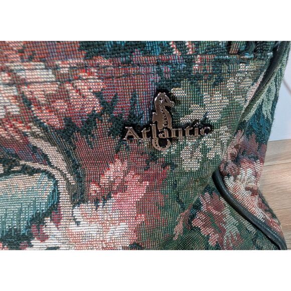 Vintage Atlantic Tapestry Weekender Travel Bag – Floral Pattern, Leather Trim - Picture 8 of 10
